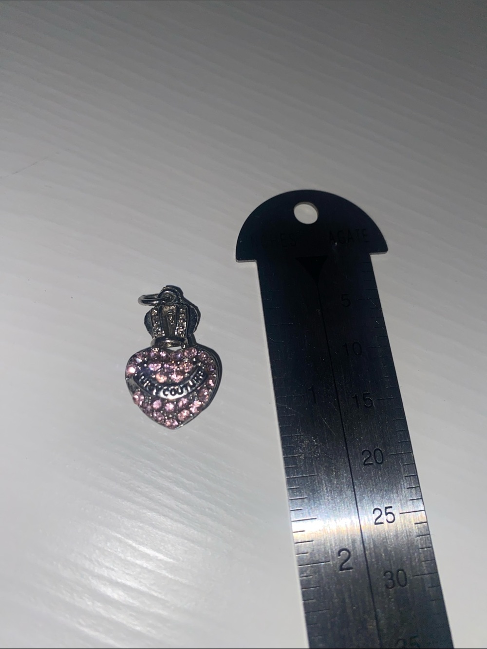 Juicy Couture Pink Crystal Heart Charm Silver Tone Pendant - Picture 3 of 3